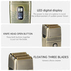 VGR V - 335 Retro Digital Display IPX6 Electric Shaver(Gold) - British D'sire