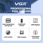 VGR V - 352 Double Cutter Head Portable Electric Foil Shaver(Transparent Black) - British D'sire