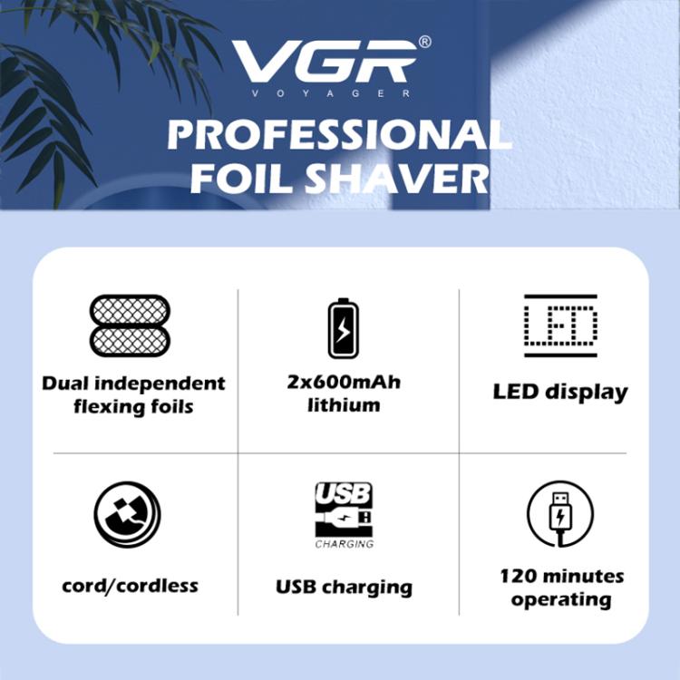 VGR V - 352 Double Cutter Head Portable Electric Foil Shaver(Transparent Black) - British D'sire