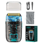 VGR V - 352 Double Cutter Head Portable Electric Foil Shaver(Transparent Black) - British D'sire