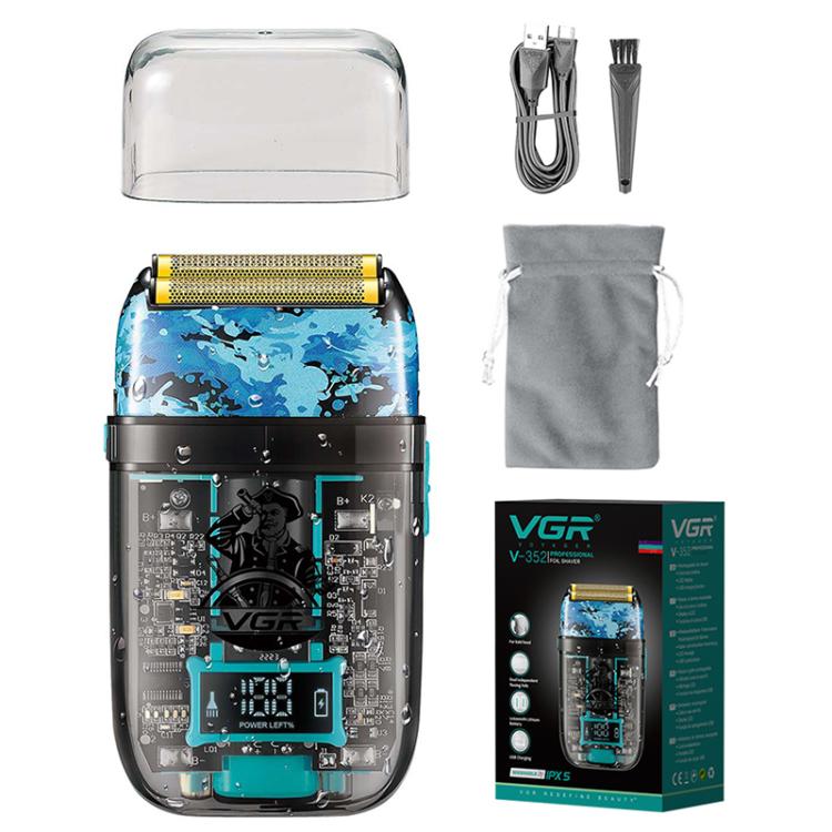 VGR V - 352 Double Cutter Head Portable Electric Foil Shaver(Transparent Black) - British D'sire