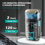 VGR V - 352 Double Cutter Head Portable Electric Foil Shaver(Transparent Black) - British D'sire