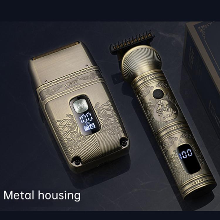 VGR V - 649 USB Digital Display Electric Hair Clipper & Shaver Set(Gold) - British D'sire