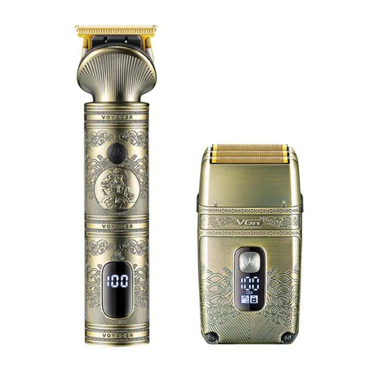 VGR V - 649 USB Digital Display Electric Hair Clipper & Shaver Set(Gold) - British D'sire Main image