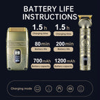 VGR V - 649 USB Digital Display Electric Hair Clipper & Shaver Set(Gold) - British D'sire