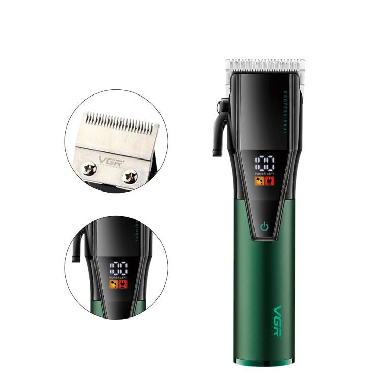 VGR V - 677 LED Digital Display Electric Hair Clipper & Trimmer Set(Green) - British D'sire