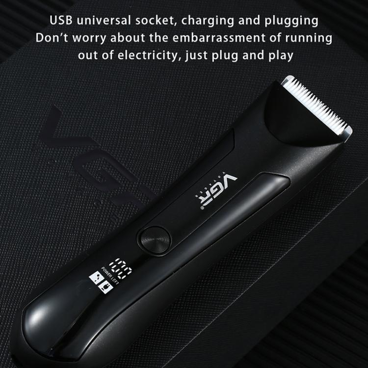 VGR V - 951 IPX5 LED Digital Display Portable Light USB Hair Clipper(Black) - British D'sire