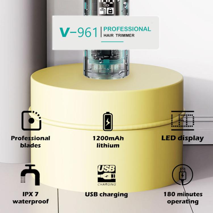 VGR V - 961 IPX7 LED Digital Display USB Electric Hair Clipper(Black) - British D'sire