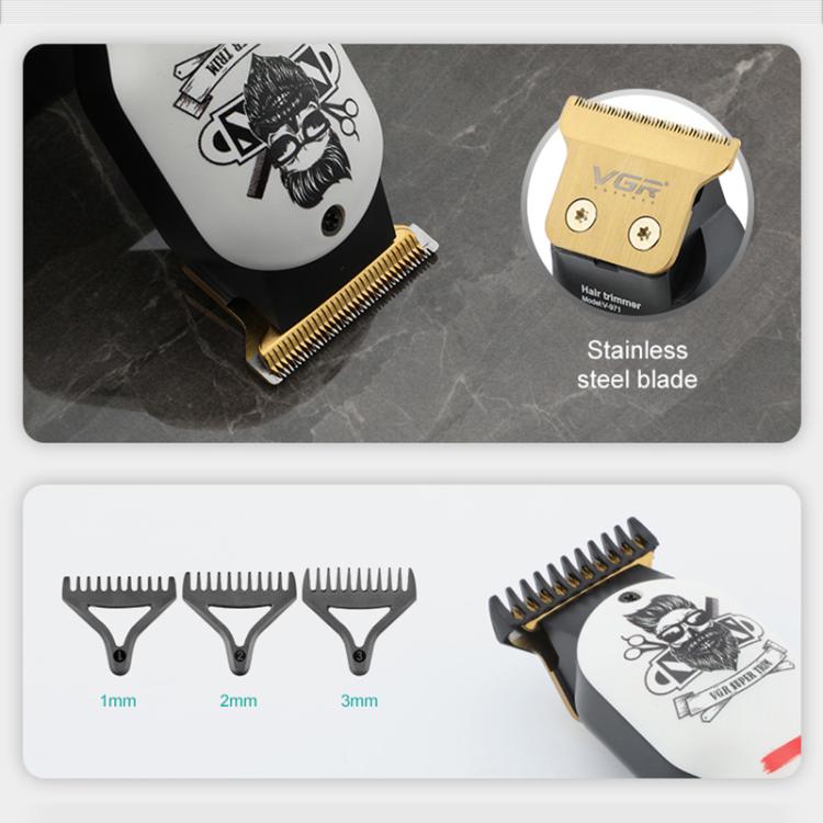 VGR V - 971 Graffiti Design LED Digital Display USB Electric Hair Clipper(White) - British D'sire
