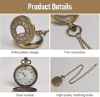 Vicloon Modern Pocket Watch, Quartz Pocket Watch with Chain, Vintage Quartz Pocket Watch Roman Numerals Stylish Pocket Watch for Birthday Anniversary Day Christmas Fathers Day - Watches - British D'sire