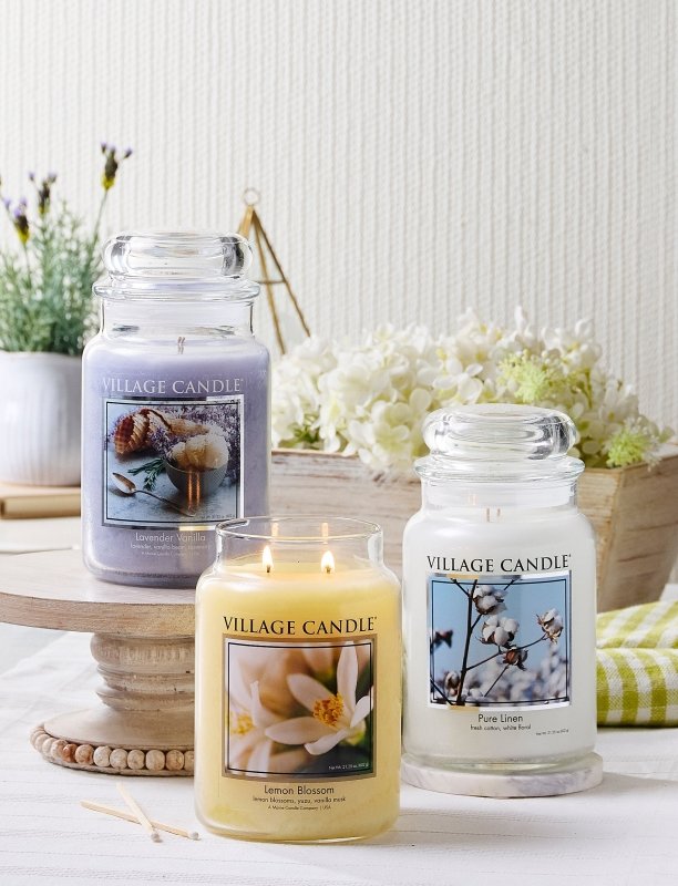 Village Candle - Pure Linen - Large Glass Dome - Candles - British D'sire