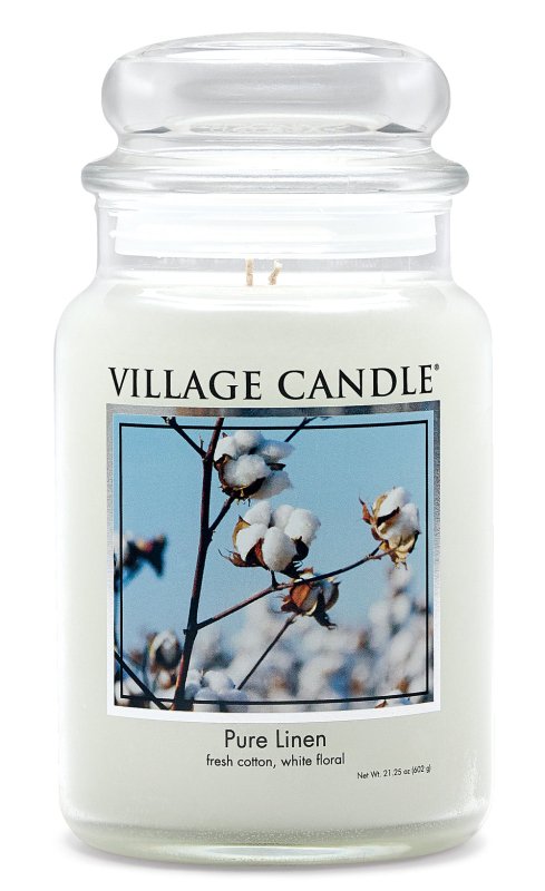 Village Candle - Pure Linen - Large Glass Dome - Candles - British D'sire Main image