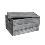 Vintage Effect Heart Cut Handle Wooden Lidded Storage Box - Wooden Crates - British D'sire