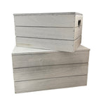 Vintage Effect Heart Cut Handle Wooden Lidded Storage Box - Wooden Crates - British D'sire