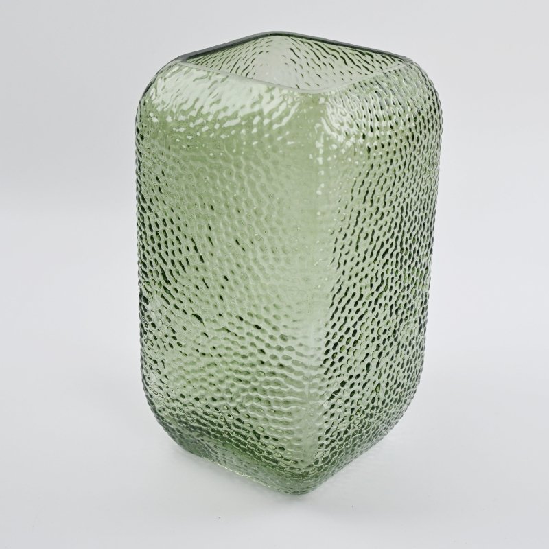 Vintage Green Dimpled Square Vase Secondary image