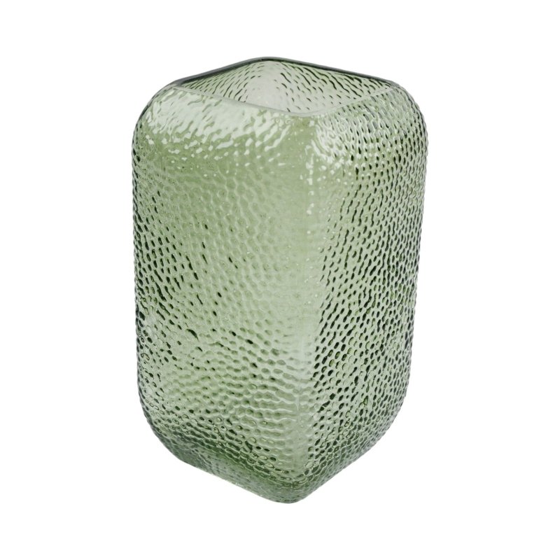 Vintage Green Dimpled Square Vase - vase - British D'sire