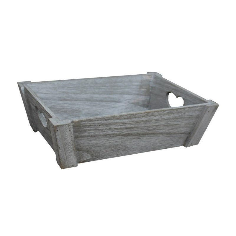 Vintage Heart Cut Handle Wooden Tray - Wooden Crates - British D'sire