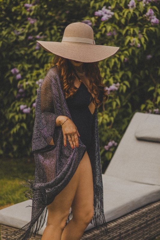 Viscose Metallic Tassel Kimono Beach Coverup in Black - Kimonos - British D'sire Main image