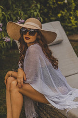 Viscose Metallic Tassel Kimono Beach Coverup in Silver - Kimonos - British D'sire