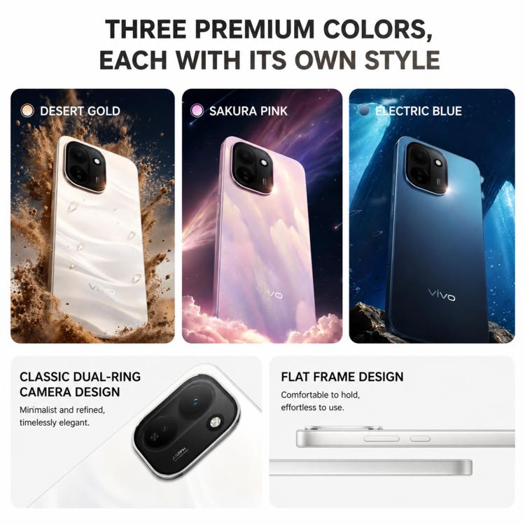 vivo Y600 Turbo, 12GB+256GB, In-screen Fingerprint, 6.83 inch Android 16 OriginOS 6 Snapdragon 7s Gen 4 Octa Core, OTG, NFC, Network: 5G (Gold) - British D'sire