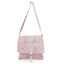 Italian Designer Suede Leather Snakeskin Cross Body Bag - Swolit Trisola - Nude/Pink
