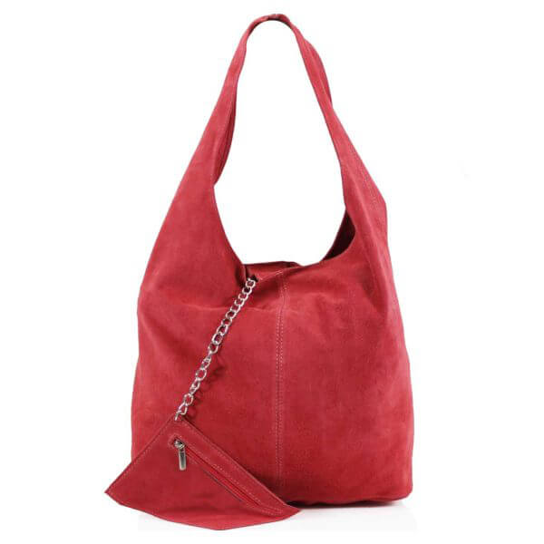 Italian Designer Soft Suede Leather  Shoulder Bag-Swolit Bellissima - Coral Main image