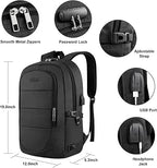 VSNOON Anti - Theft Laptop Backpack, 15.6 - 17.3 inch Business Laptop Rucksack Bag with USB Charging Port & Lock, Water Resistant Travel Backpack Computer Bag for Women Men, Black - Bags & Accessories - British D'sire