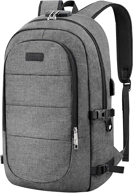 VSNOON Anti-Theft Laptop Backpack, 15.6-17.3 inch Business Laptop Rucksack Bag with USB Charging Port & Lock, Water Resistant Travel Backpack Computer Bag for Women Men, Black Secondary image