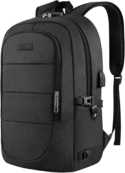VSNOON Anti - Theft Laptop Backpack, 15.6 - 17.3 inch Business Laptop Rucksack Bag with USB Charging Port & Lock, Water Resistant Travel Backpack Computer Bag for Women Men, Black - Bags & Accessories - British D'sire