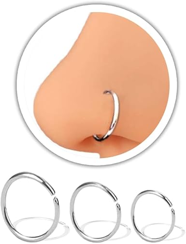 Vyizerr 3‑Pack 316L Steel Nose Hoops – 20G (6/8/10 mm) - Nose Rings - British D'sire Main image