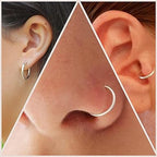 Vyizerr 3‑Pack 316L Steel Nose Hoops – 20G (6/8/10 mm) - Nose Rings - British D'sire