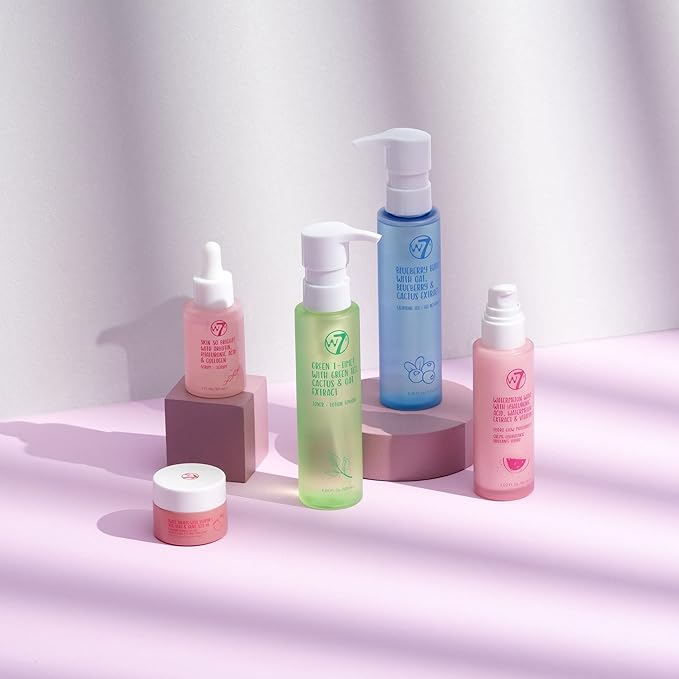 W7 Self-Care Skincare Set - 5 Step Daily Routine - Moisturiser, Serum, Toner, Cleanser & Lip Mask - Full Size Ultimate Skin Care Kit for Natural, Beautiful Skin - British D'sire