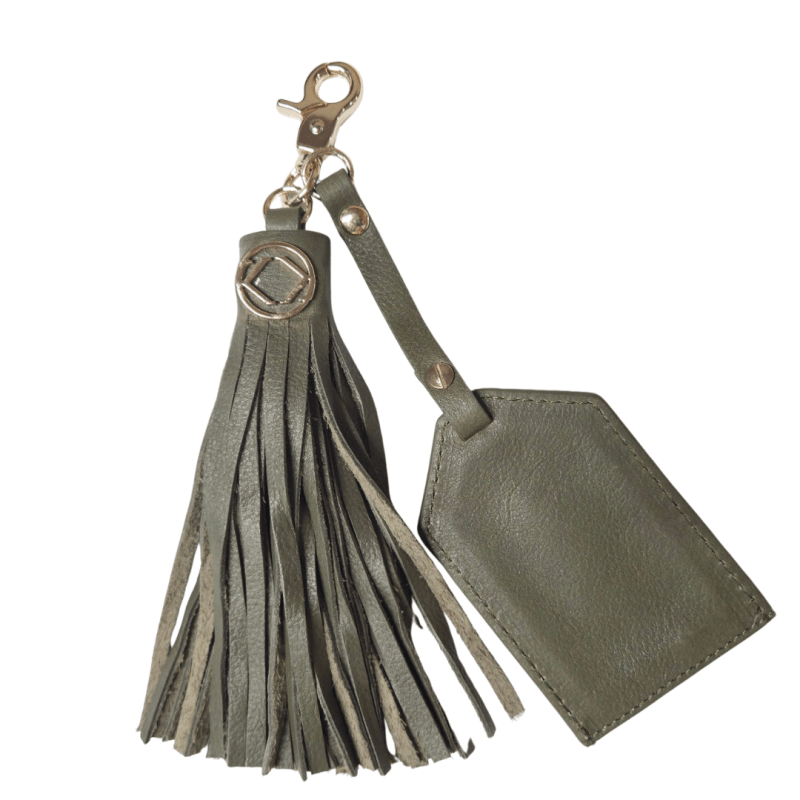Warrior Midi Olive Leather Keyring Tassel - SMALL LEATHER GOOD - British D'sire Main image