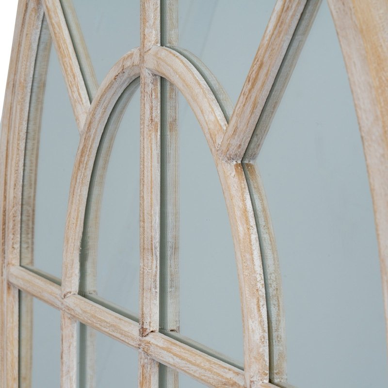 Washed Wood Arched Window Mirror - Mirror - British D'sire