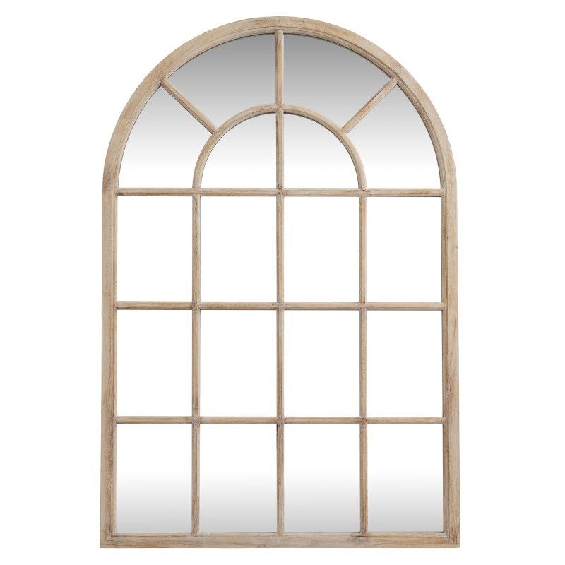 Washed Wood Arched Window Mirror - Mirror - British D'sire