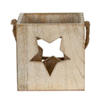 Washed Wood Large Star Tealight Candle Holder - Candle Holders - British D'sire