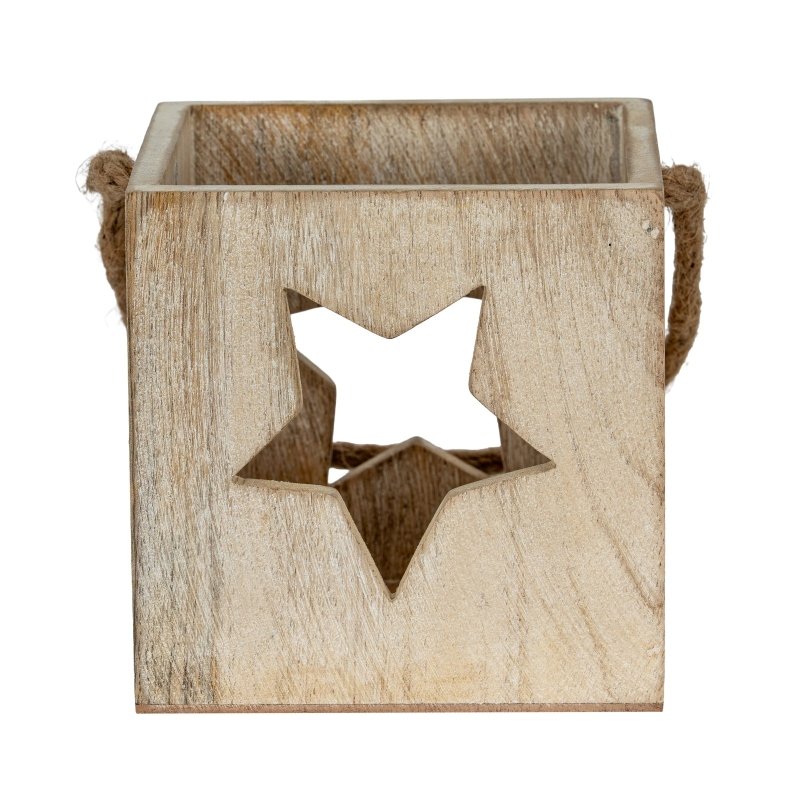 Washed Wood Large Star Tealight Candle Holder - Candle Holders - British D'sire