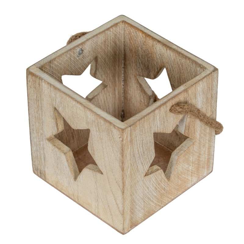 Washed Wood Large Star Tealight Candle Holder - Candle Holders - British D'sire