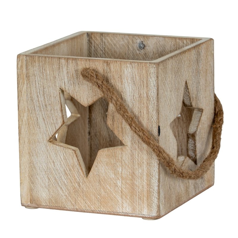 Washed Wood Large Star Tealight Candle Holder - Candle Holders - British D'sire