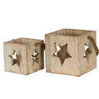 Washed Wood Large Star Tealight Candle Holder - Candle Holders - British D'sire