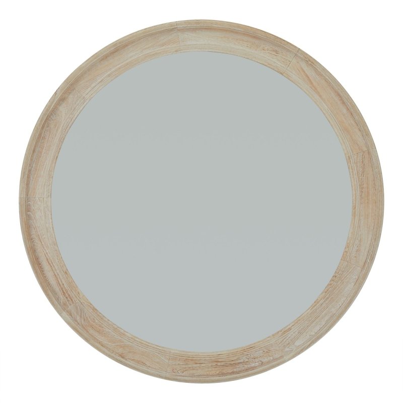 Washed Wood Round Framed Large Mirror - Mirror - British D'sire