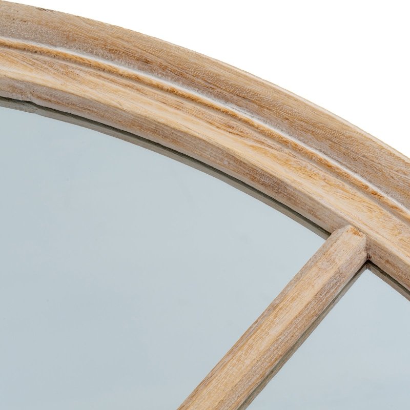 Washed Wood Round Window Mirror - Mirror - British D'sire