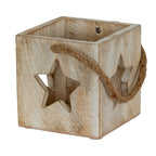 Washed Wood Star Tealight Candle Holder - Candle Holders - British D'sire