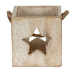 Washed Wood Star Tealight Candle Holder - Candle Holders - British D'sire