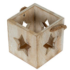 Washed Wood Star Tealight Candle Holder - Candle Holders - British D'sire