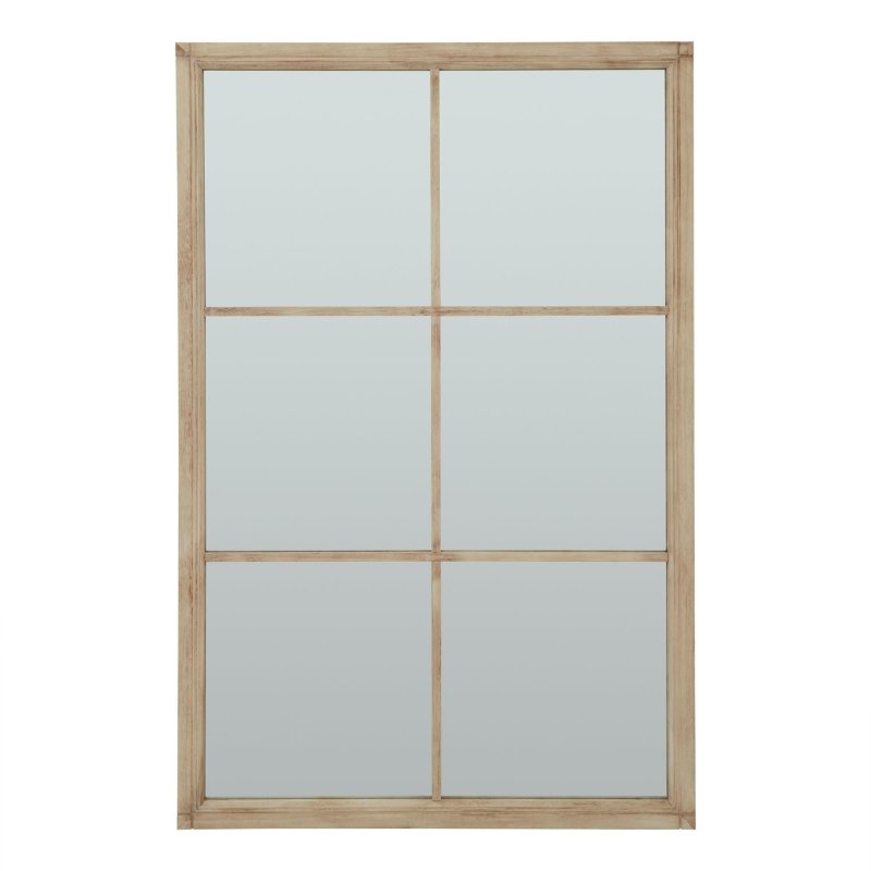 Washed Wood XL Window Mirror Decorative Wall Mirror - Mirror - British D'sire