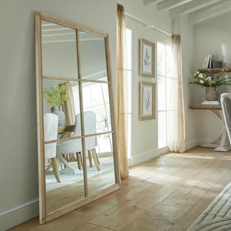 Washed Wood XL Window Mirror Decorative Wall Mirror - Mirror - British D'sire