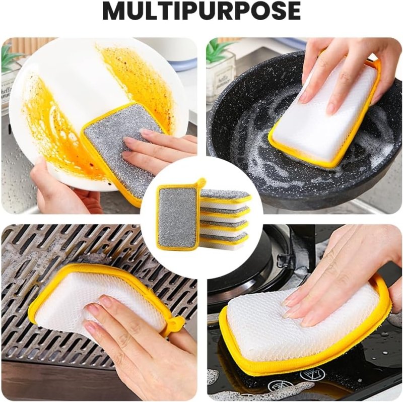 Washing up Sponge, Double Sided Kitchen Dishcloth, Multi - Purpose Absorbent Sponge, Bowl Dish Cleaning Pad Scrubber,Kitchen Dishwashing Cleaning Tool (5pcs) - Kitchen Accessories - British D'sire