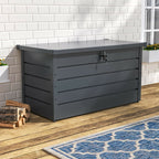 Waterproof Metal Outdoor Garden Storage Box Flat Top 350 L, Black - Storage Box - British D'sire