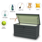 Waterproof Metal Outdoor Garden Storage Box Flat Top 350 L, Black - Storage Box - British D'sire